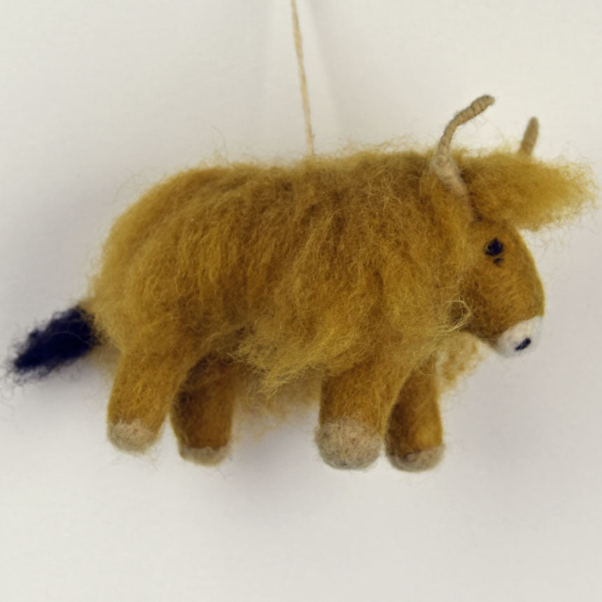 SALE Fuzzy Highland Cow - Felted in Nepal