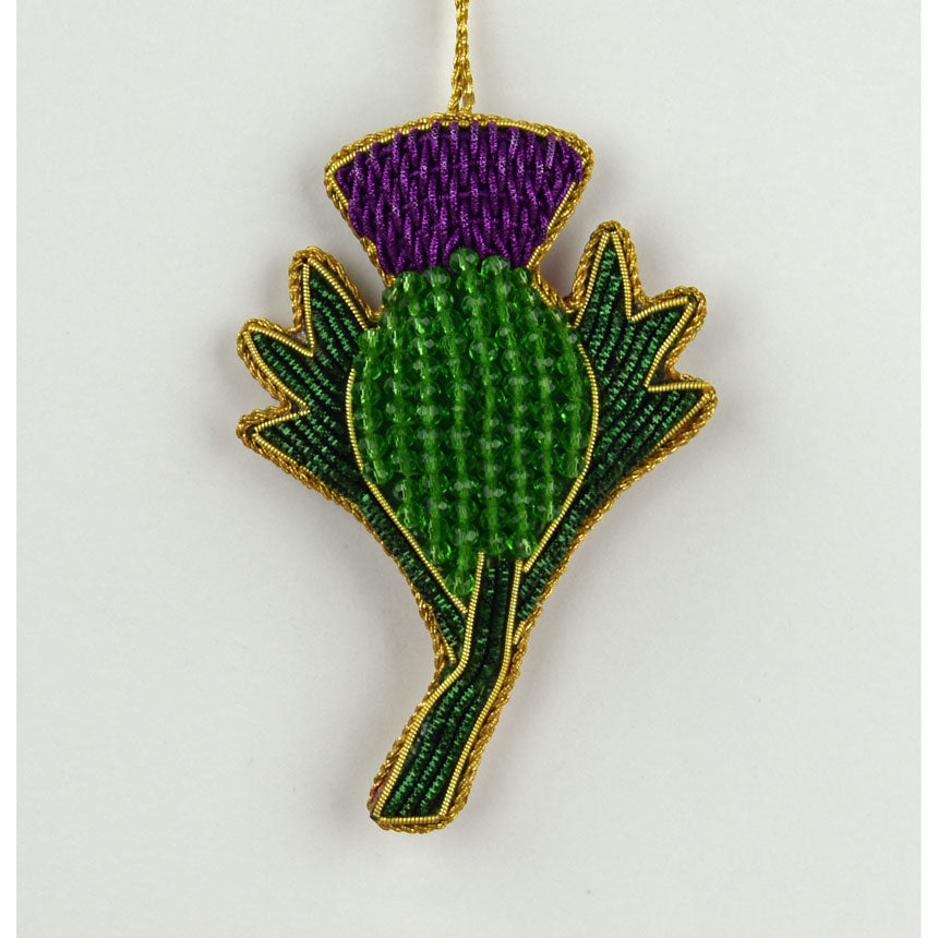 SALE Beaded and Embroidered Thistle Ornament