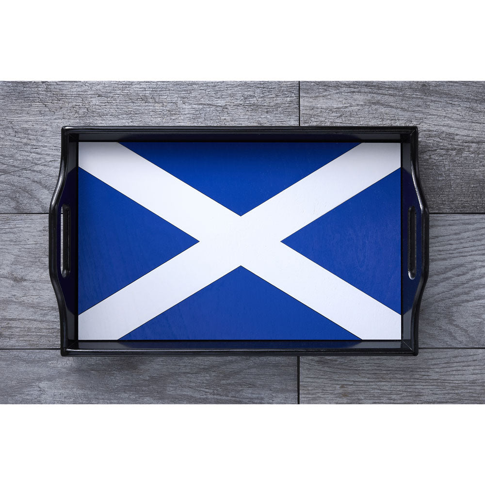 Wooden tray with painted center of Scottish Flag - Saltire