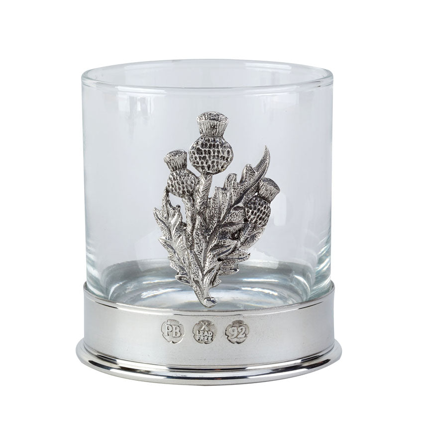 Thistle Whisky Glass with Pewter Base