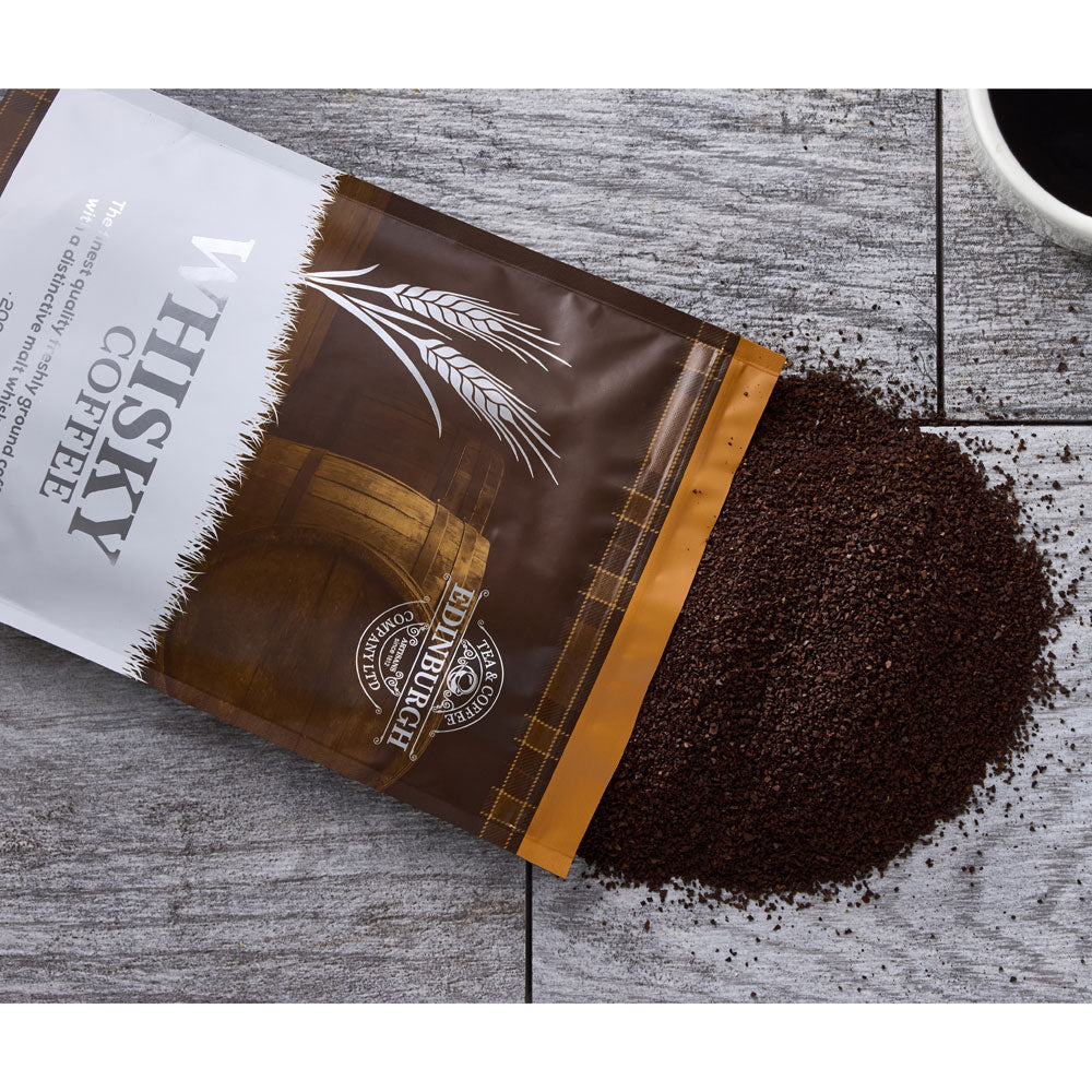 Bag of Coffee infused with whisky flavoring - bag of ground coffee