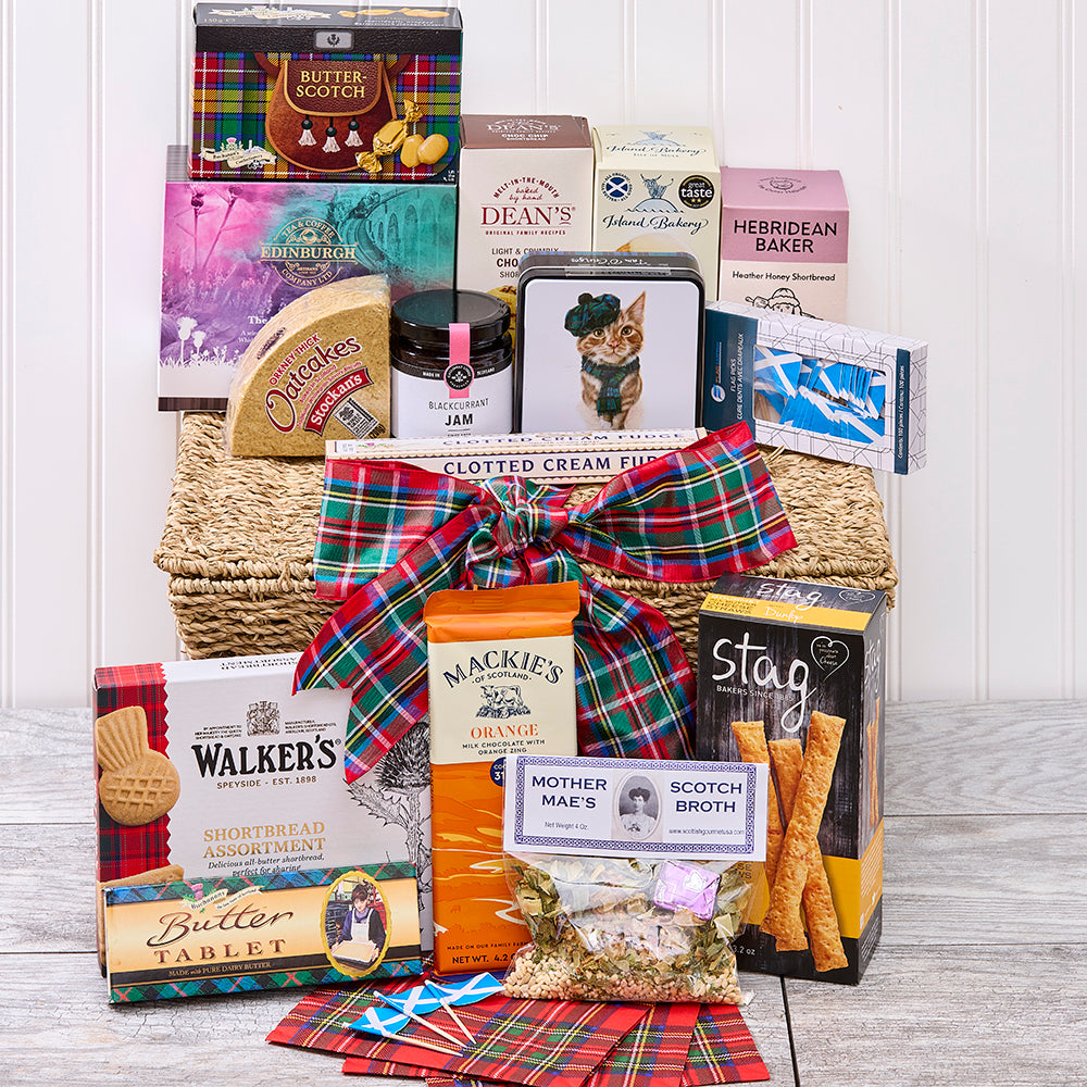 Highland Hamper with sixteen Scottish treats.