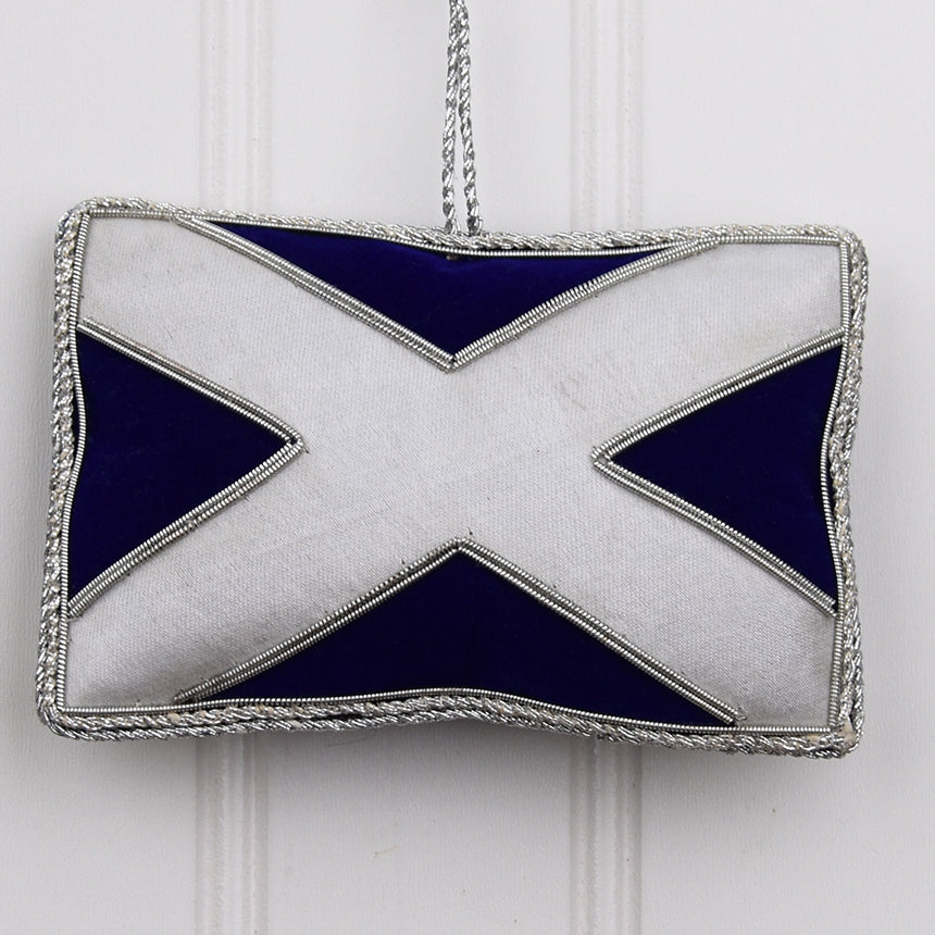 Large Silver and Blue Saltire Ornament