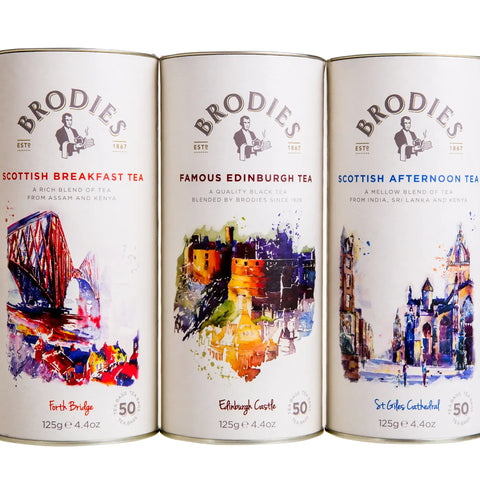 Brodies Set of Three Tea Drums - Breakfast, Afternoon, Edinburgh