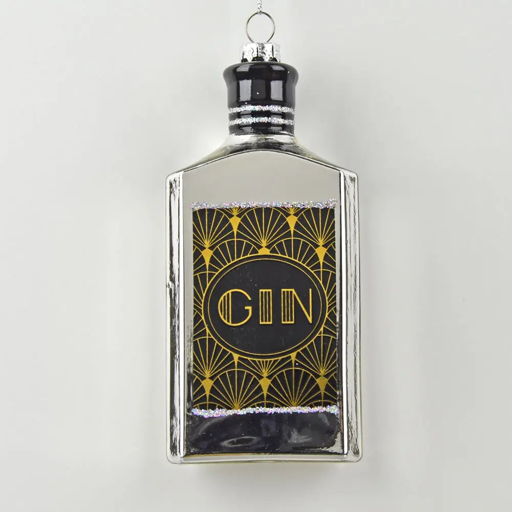 Art Deco Gin Bottle Glass Ornament