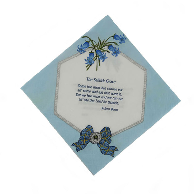 Bluebells and Robert Burns Graces Napkins in Blue - pack of 20