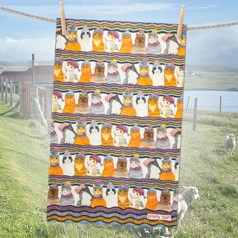 Cats in Hats Teatowel from Emma Ball