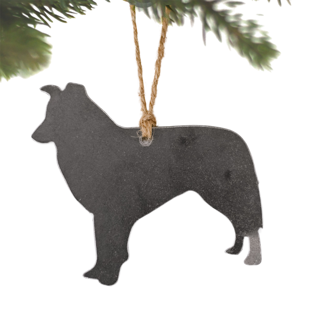 Border Collie Ornament made of recycled steel