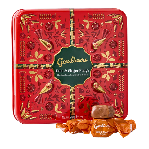 Date & Ginger Fudge Tin from Gardiners of Scotland