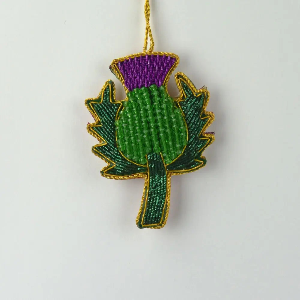 Embroidered Thistle Flower Ornament