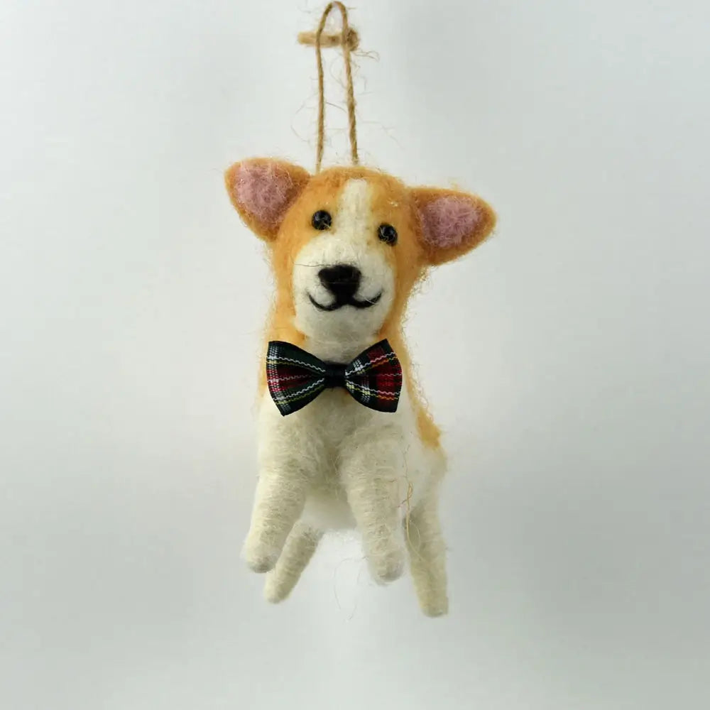 Felt Corgi Ornament with Bow Tie
