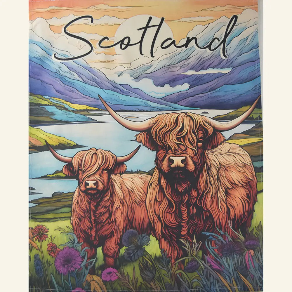 Highland Cow Scotland Teatowel