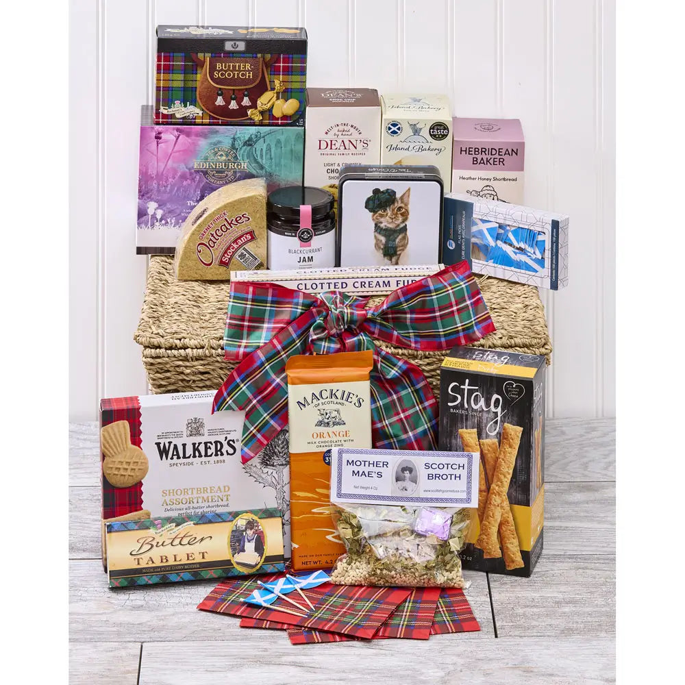 Highland Hamper with sixteen Scottish treats.