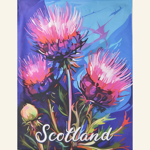 SALE Oversized Thistle Scotland Blue Teatowel