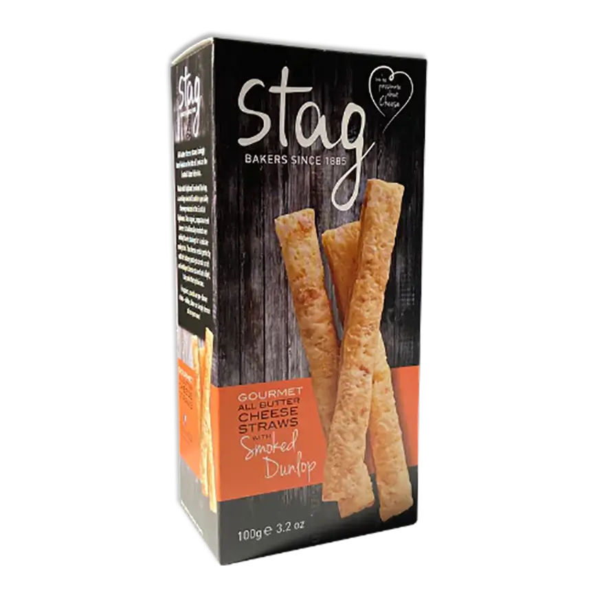 Smoked Dunlop Cheese Straws - 12 per box.
