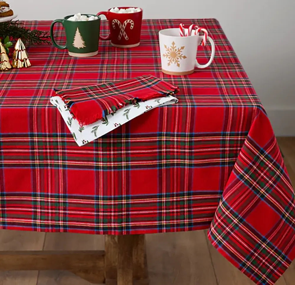 Tis the Season Plaid Tablecloth 52 x 52 inches