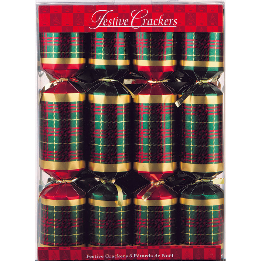 Festive Plaid Christmas Crackers - box of eight