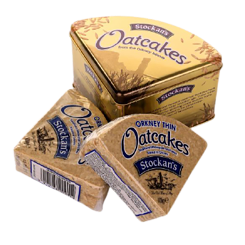 Stockan's Tin with 2 packages of Thin Oatcakes