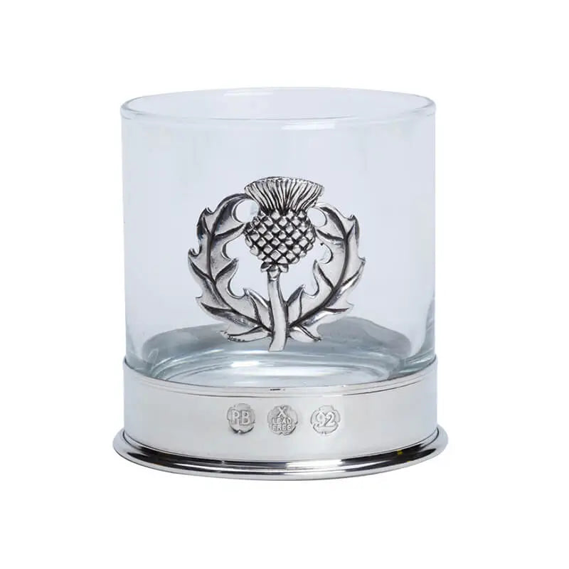 Thistle Whisky Glass with Pewter Base