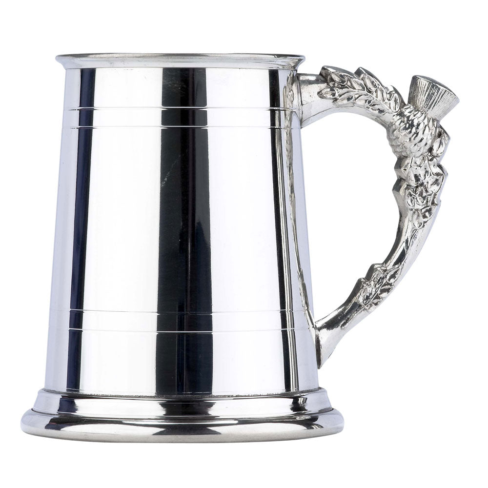 Pewter Pint Tankard with Thistle Handle