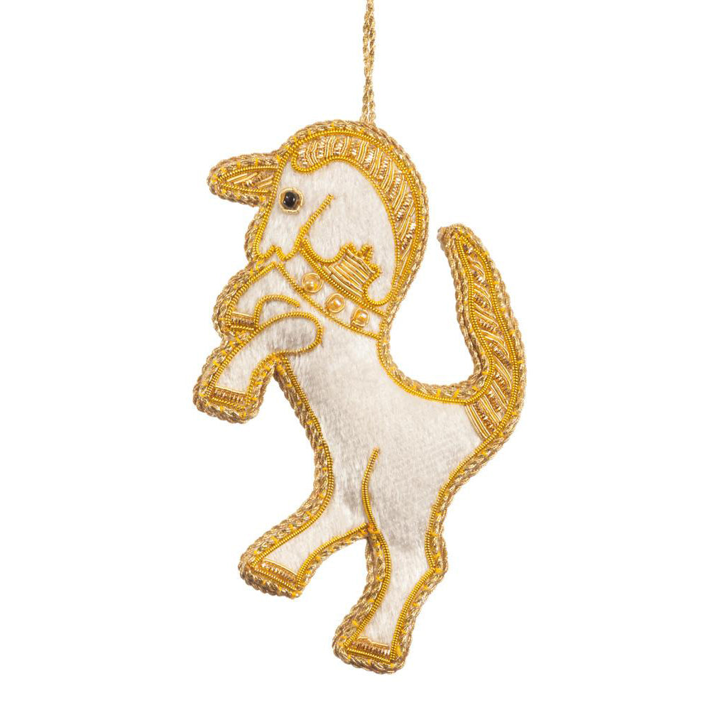 White Velvet Unicorn ornament